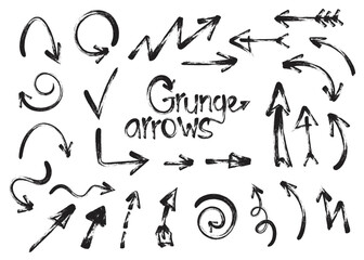 Grunge arrows vector set isolated on white