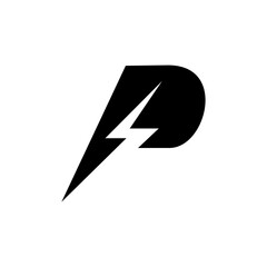 Letter P And Lightning Bolt Logo Design Template - obrazy, fototapety, plakaty