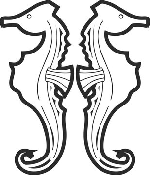 Seahorse icon, under water animal icon vector