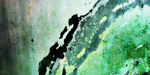 green  painted grunge old and broken  wall texture background.