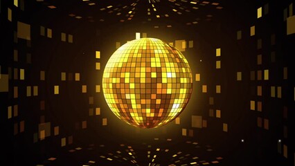 Neon Disco ball seamless VJ loop animation for music broadcast TV, night clubs, music videos, LED screens and projectors, glamour and fashion events, jazz, pops, funky and disco party.