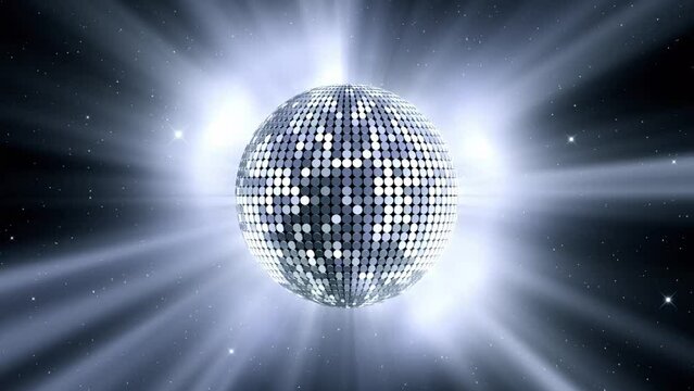 Neon Disco ball seamless VJ loop animation for music broadcast TV, night clubs, music videos, LED screens and projectors, glamour and fashion events, jazz, pops, funky and disco party.