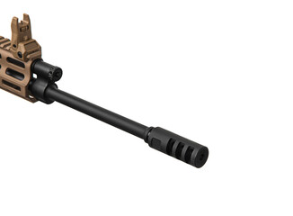 Modern automatic rifle isolated on white. Weapons for police, special forces and the army. Automatic carbine with mechanical sights.