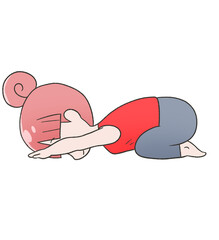 ヨガの子どものポーズをする女性
