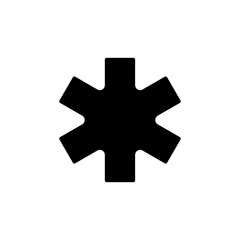 Star of life black glyph ui icon. Ambulance symbol. Emblem of medical services. User interface design. Silhouette symbol on white space. Solid pictogram for web, mobile. Isolated vector illustration