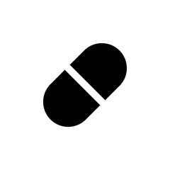 Capsule black glyph ui icon. Oral medication. Pill prescript. Remedy in shell. User interface design. Silhouette symbol on white space. Solid pictogram for web, mobile. Isolated vector illustration