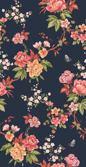 Obraz premium Classic Popular Flower Seamless pattern background - For easy making seamless pattern use it for filling any contours
