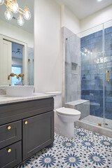 Contemporary bathroom in new home - 531949365