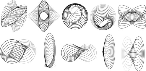 Lines in Circle Form . Spiral Vector Illustration .Technology round. Wave Logo . Design element . Abstract Geometric shape .