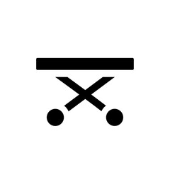 Medical gurney black glyph ui icon. Ambulance equipment. Patient transportation. User interface design. Silhouette symbol on white space. Solid pictogram for web, mobile. Isolated vector illustration