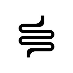 Intestine black glyph ui icon. Body organ. Bowel checkup. Gastrointestinal tract. User interface design. Silhouette symbol on white space. Solid pictogram for web, mobile. Isolated vector illustration