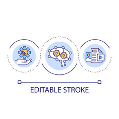 AI algorithm in marketing loop concept icon. Automatization of content making. Digital business abstract idea thin line illustration. Isolated outline drawing. Editable stroke. Arial font used