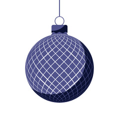 Obraz premium Blue Christmas ball with holiday ornament. Vector illustration in flat design. 2023 toy for christmas tree.