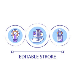 Automated content generation loop concept icon. AI in marketing. Business promotion abstract idea thin line illustration. Isolated outline drawing. Editable stroke. Arial font used