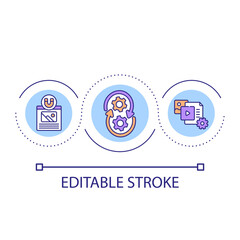 Setup of online advertising campaign loop concept icon. Automation in business promotion abstract idea thin line illustration. Isolated outline drawing. Editable stroke. Arial font used