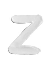 Alphabet Letter z, Cream moisturiser smudge texture smear letter written with white liquid beauty product