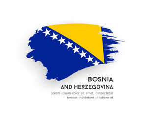 Flag of Bosnia and Herzegovina, brush stroke design isolated on white background, EPS10 vector illustration