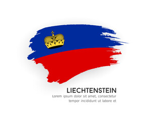 Flag of Liechtenstein, brush stroke design isolated on white background, EPS10 vector illustration
