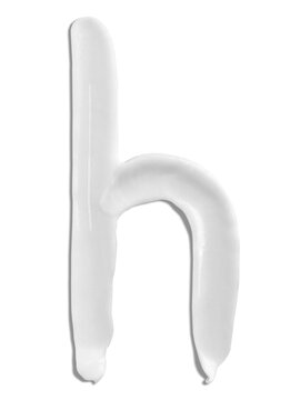 Alphabet Letter h, Cream moisturiser smudge texture smear letter written with white liquid beauty product