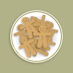 Plate of Christmas cookies. Gingerbread men