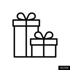 Gifts, Gift Boxes vector icon in line style design for website, app, UI, isolated on white background. Editable stroke. Vector illustration.