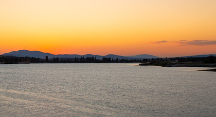 Lake view at the sunset. Emre Lake in Afyonkarahisar, Turkey