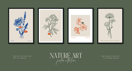 Bohemian poster collection with wildflowers and botanical illustrations for your wall art gallery
