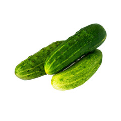 Fresh cucumbers isolated on white background