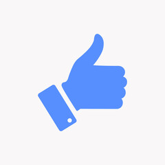 Thumb Up vector icon. Flat cobalt symbol. Pictogram is isolated on a white background. Designed for web and software interfaces.