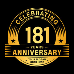 181 years anniversary celebration design template. 181st logo vector illustrations.
