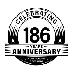 186 years anniversary celebration design template. 186th logo vector illustrations.
