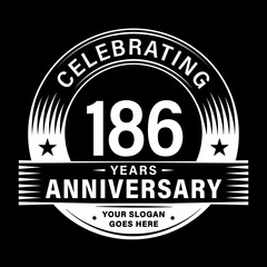 186 years anniversary celebration design template. 186th logo vector illustrations.
