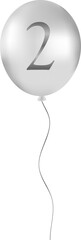 Silver satin Balloon with number 2 for Celebration
