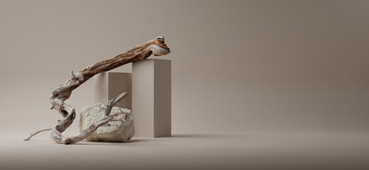 3D rendered minimalist modern background studio pedestal podium for product visualization