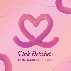 pink october ribbon grainy breast cancer awareness month template 3d