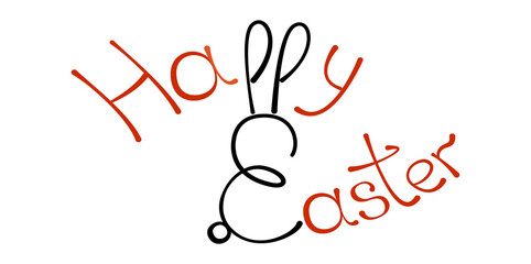 Happy Easter lettering, PNG, illustration with transparent background.