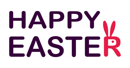 Happy Easter lettering, PNG, illustration with transparent background.