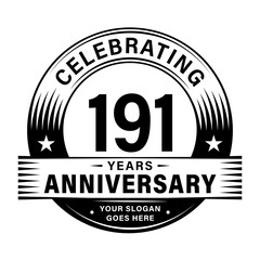 191 years anniversary celebration design template. 191st logo vector illustrations.
