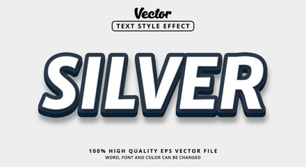 Editable text effect, Silver text with modern style