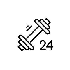 24 hour gym icon. Pixel perfect, editable stroke