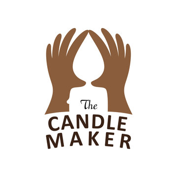 Logo Template Candle Maker, Candle Hand Icon.