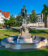 Schwäbisch Gmünd. The violinist fountain represents the figure of the violinist from Gmünd....
