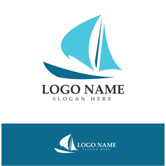 Simple Sailboat dhow boat on Sea Ocean Wave art style logo design, Daily cruises, sea travel, vector icon ILLUSTRATION