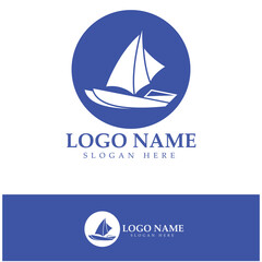 Simple Sailboat dhow boat on Sea Ocean Wave art style logo design, Daily cruises, sea travel, vector icon ILLUSTRATION