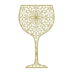 wine glass, mandala pattern