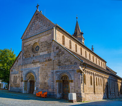 St. John‘s Church (St. Johanniskirche) with the belfry, late romantic era, Schwaebisch Gmuend, Baden-Wuerttemberg, Germany, Europe