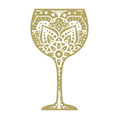 wine glass, mandala pattern