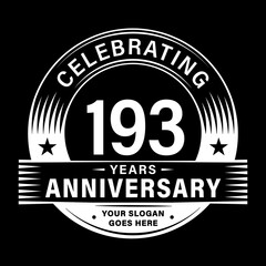 193 years anniversary celebration design template. 193rd logo vector illustrations.
