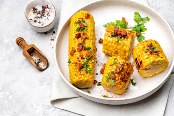 Sweet corn grill with paprika salt and parsley