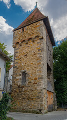 Water tower (Wasserturm) fortification of the old city wall, Schwäbisch Gmünd, Baden Württemberg, Germany.